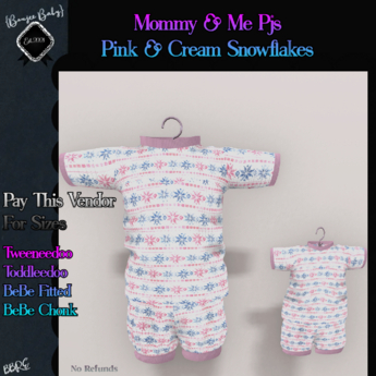 Second Life Marketplace - {Boujee Baby} Mommy & Me Pink & Cream Pjs